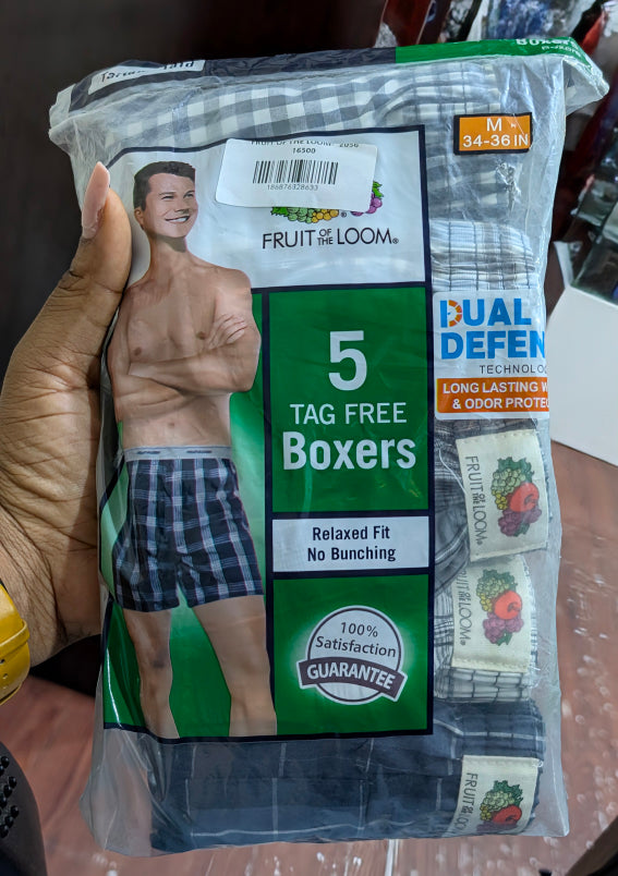 5-IN -1 FRUIT OF THE LOOM BOXERS