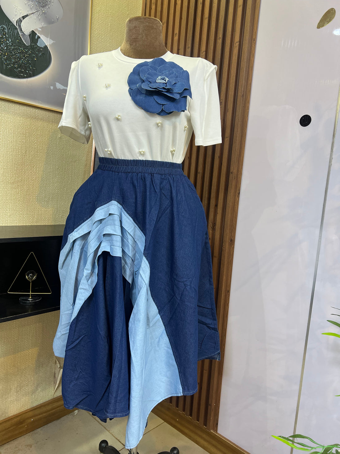 ASSYMETRICAL DENIM SKIRT -0212