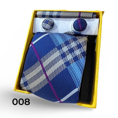 Men Packed Ties with Cufflinks and Pocket Square