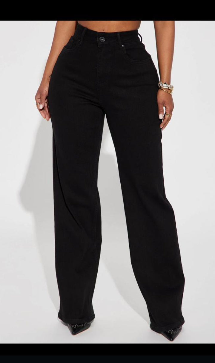 Black High-Waist Wide-Leg Jeans