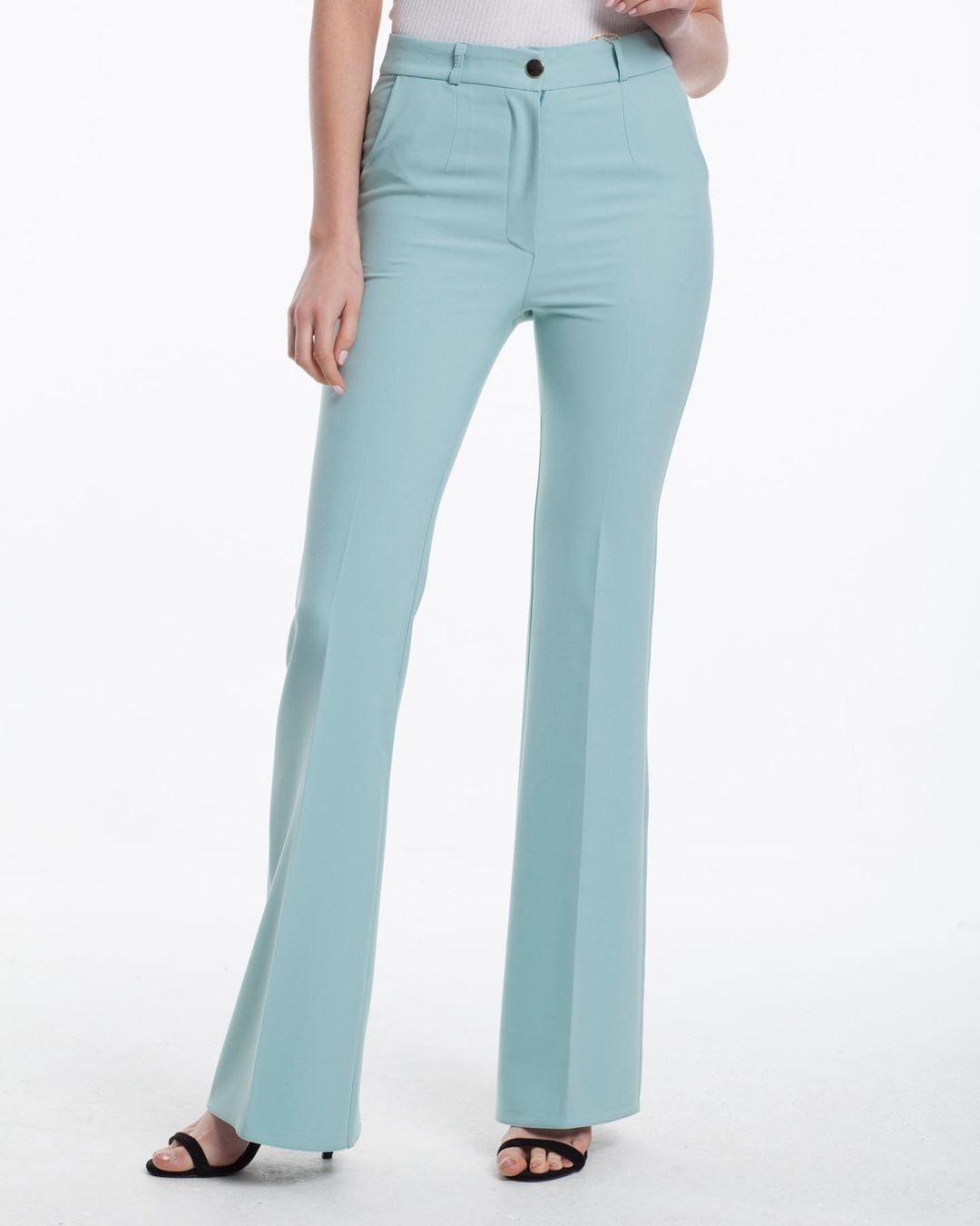 High-Waisted Flared Trousers