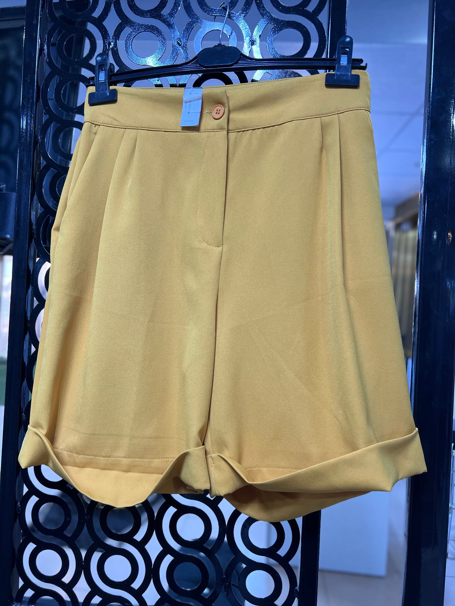 Golden Glow Pleated Shorts (Yellow Shorts)