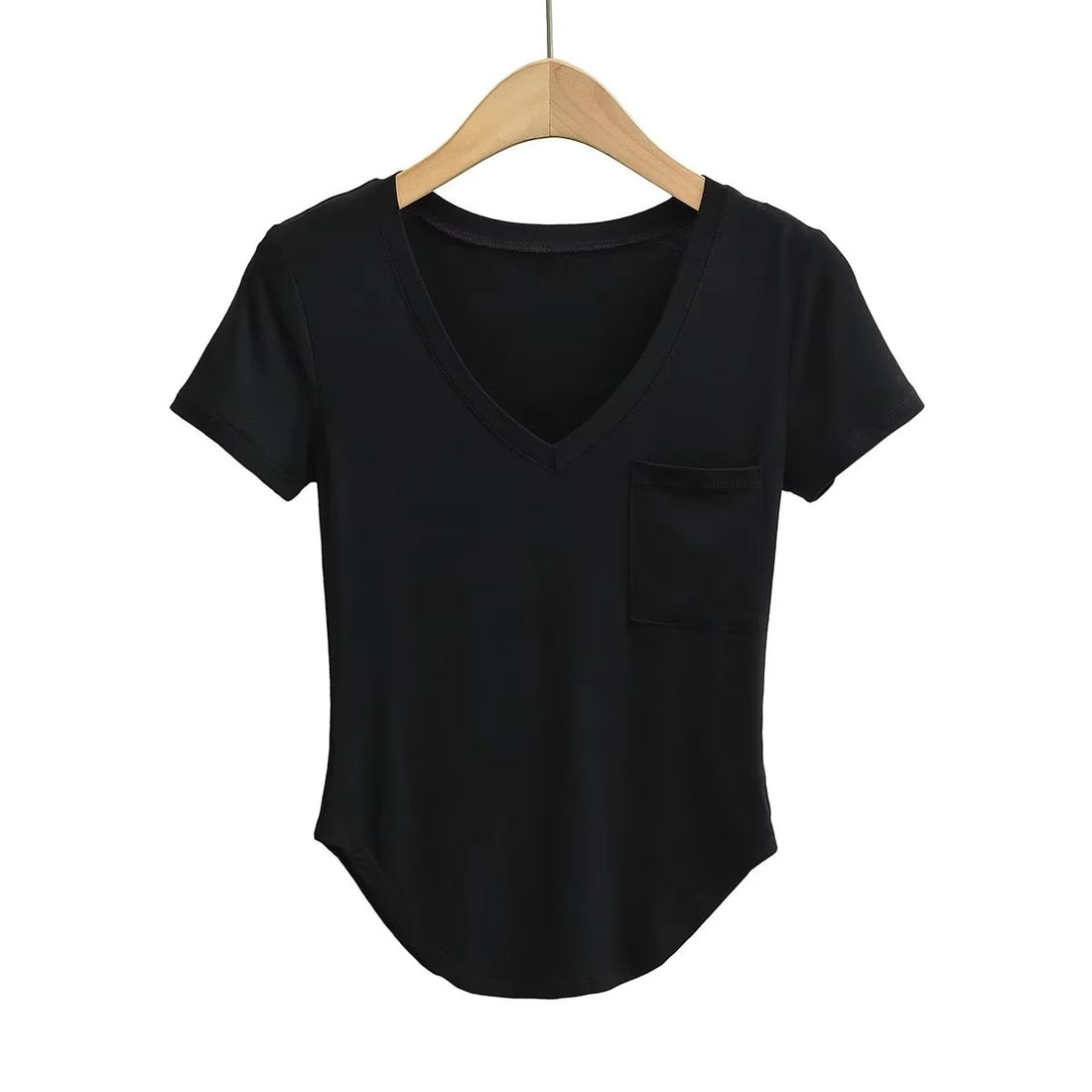 Short Sleeve V-Neck Bodysuit with pocket