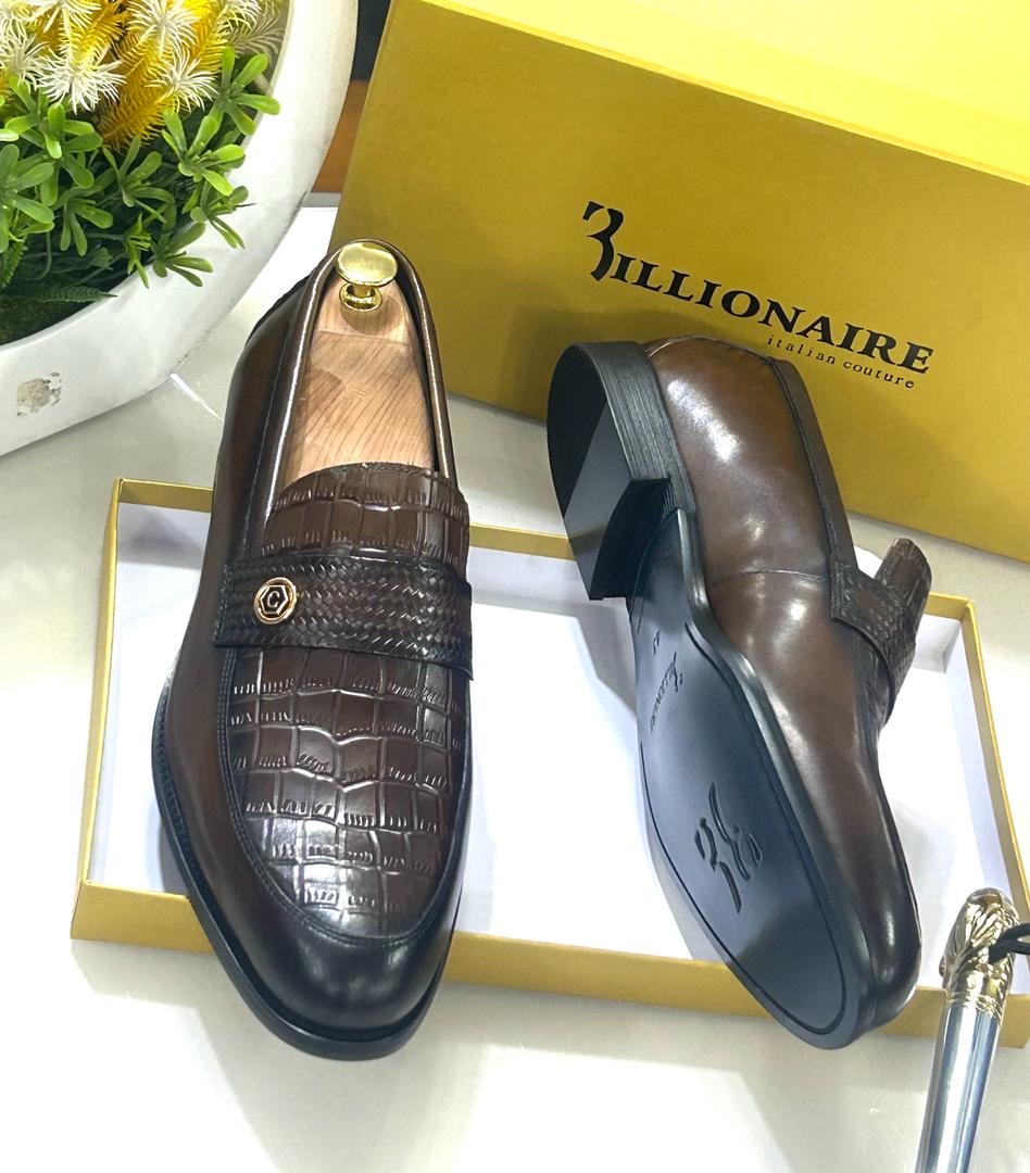 Billionaire Croc-Embossed Leather Loafers