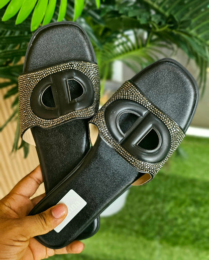 Trendy Women Stone Embellished Slide