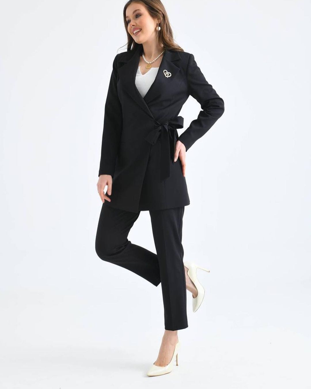 Women Black 2-Piece  Corporate Trouser Set