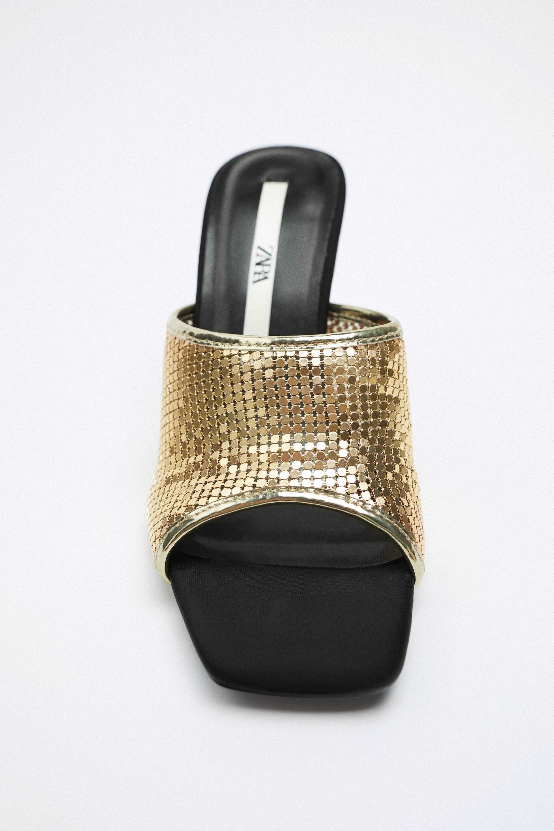 GOLD MESH HIGH SLIPPERS