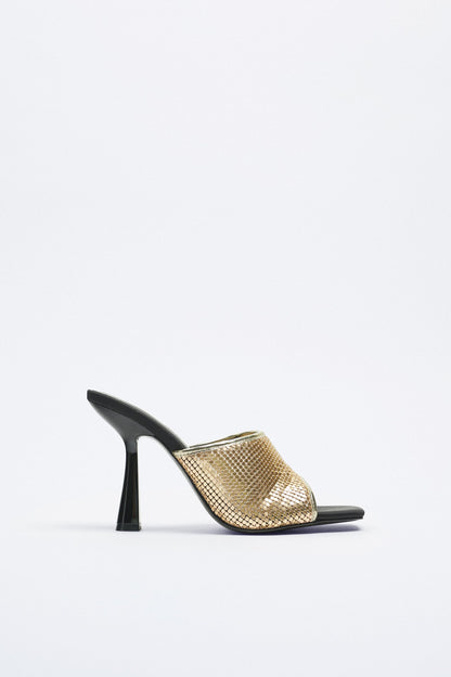 GOLD MESH HIGH SLIPPERS