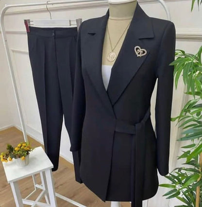 Women Black 2-Piece  Corporate Trouser Set