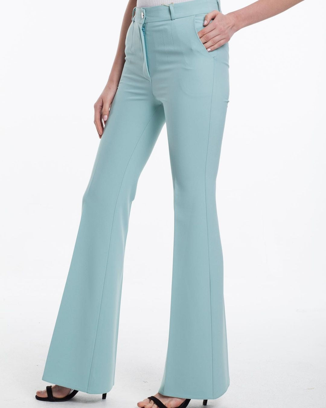 High-Waisted Flared Trousers