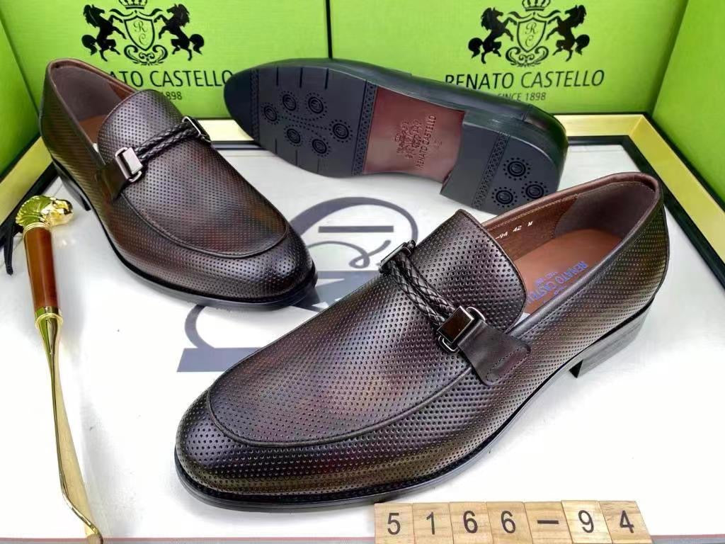 Renato Castello Perforated Leather Formal Loafers for Men