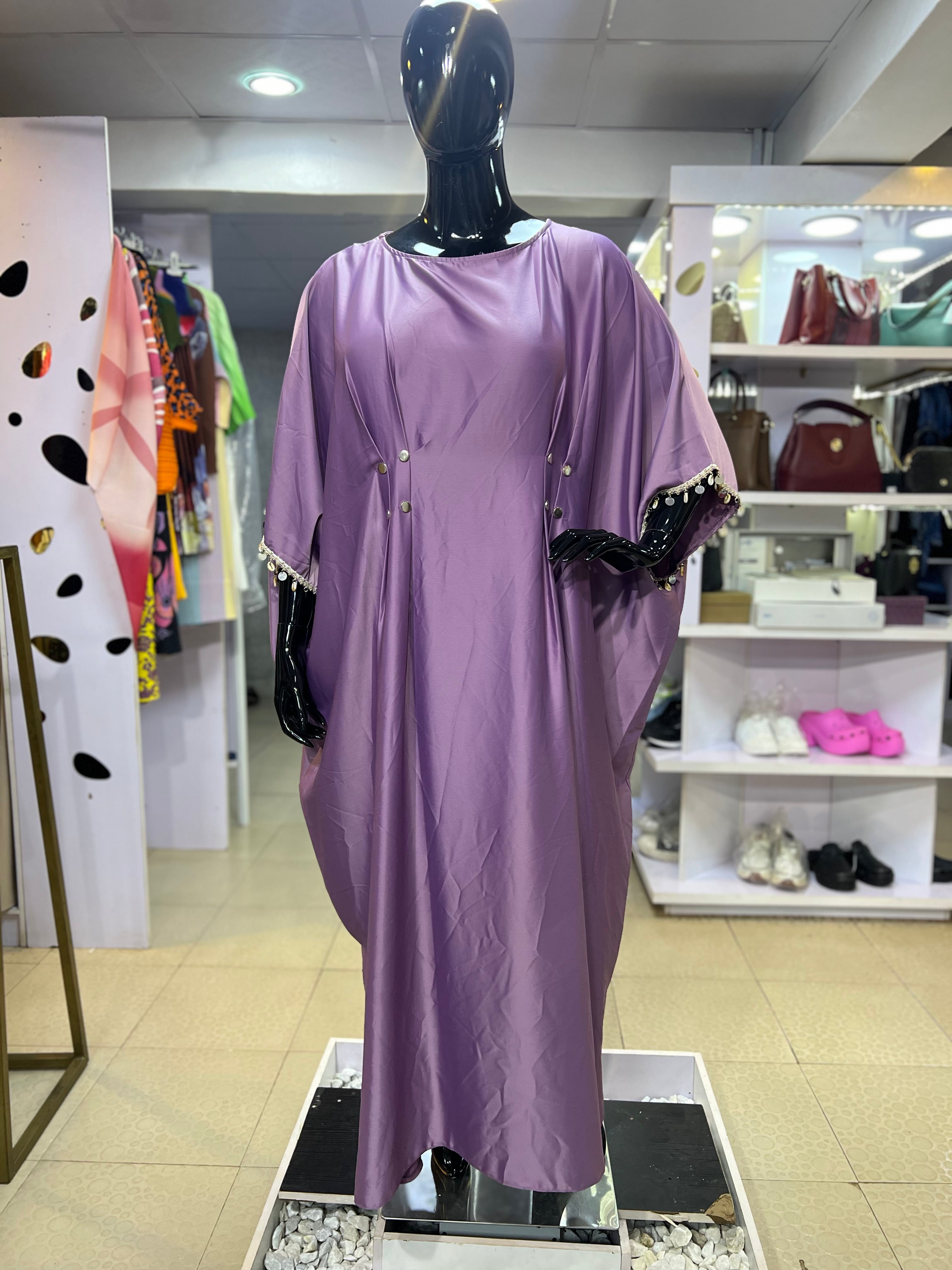 Lavender Kaftan with Pearl Details