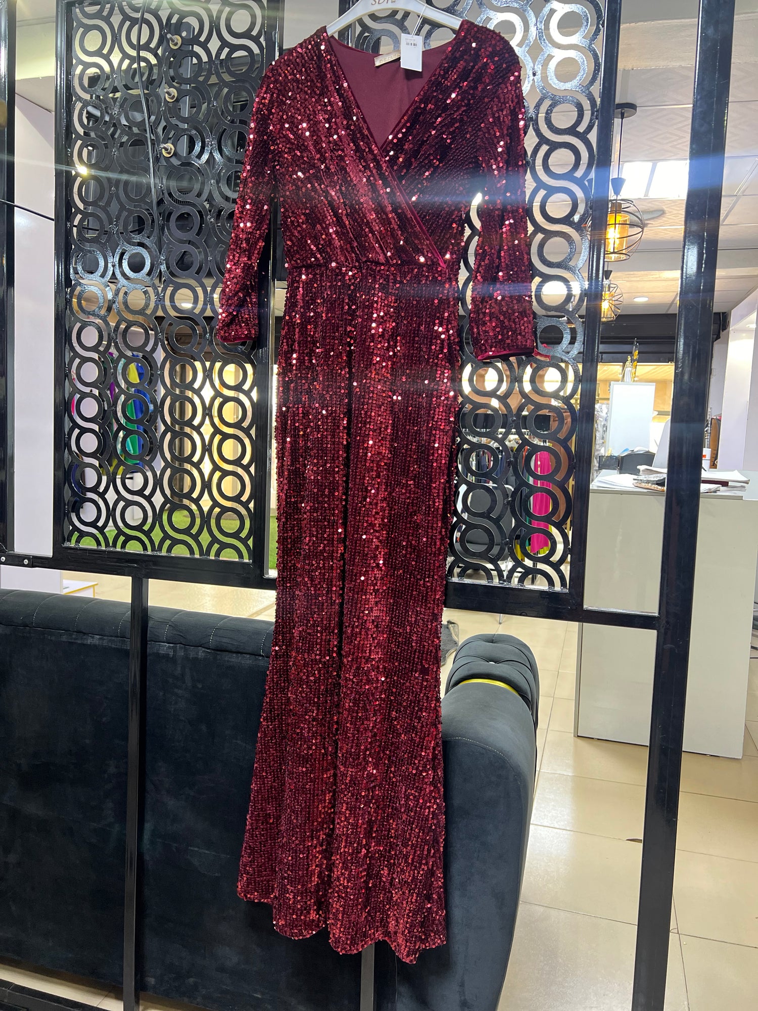 Burgundy Sequin Gown