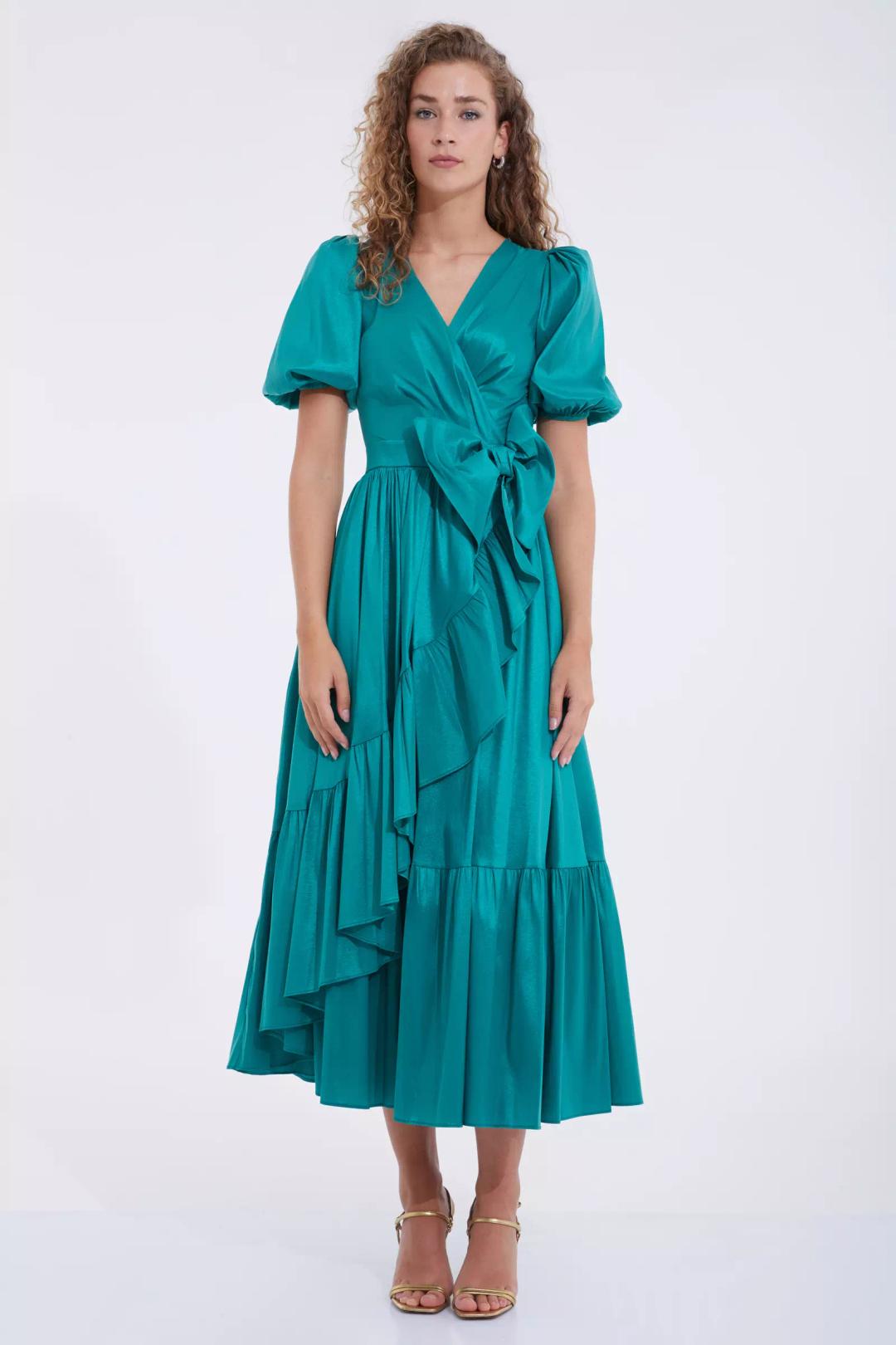 Green Tafta Midi Dress