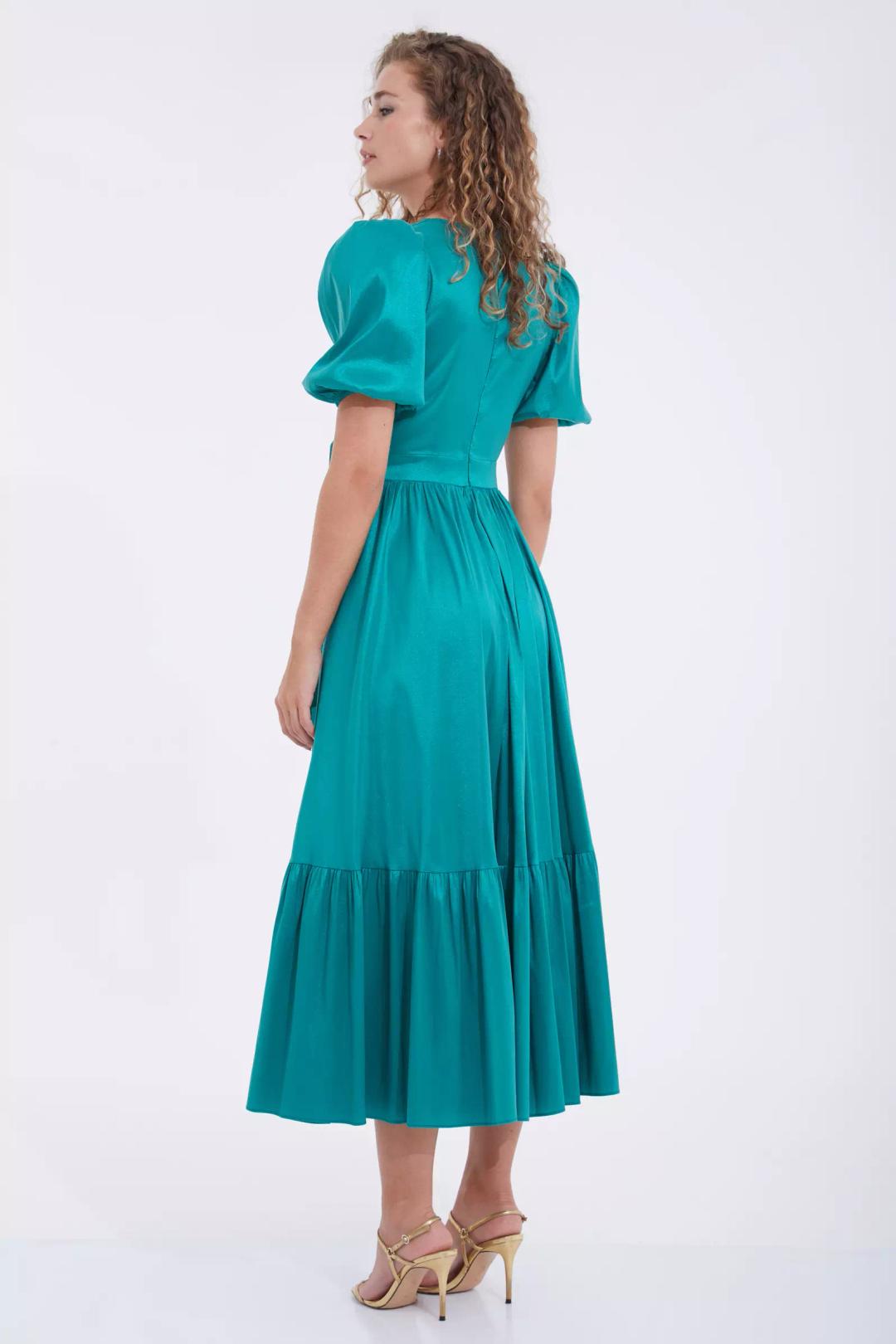 Green Tafta Midi Dress