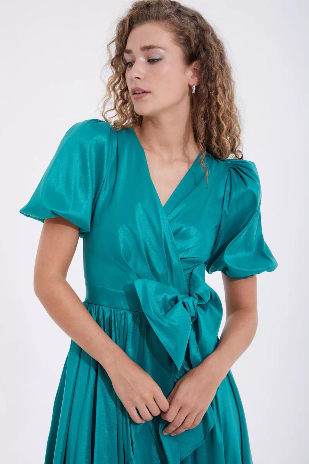 Green Tafta Midi Dress