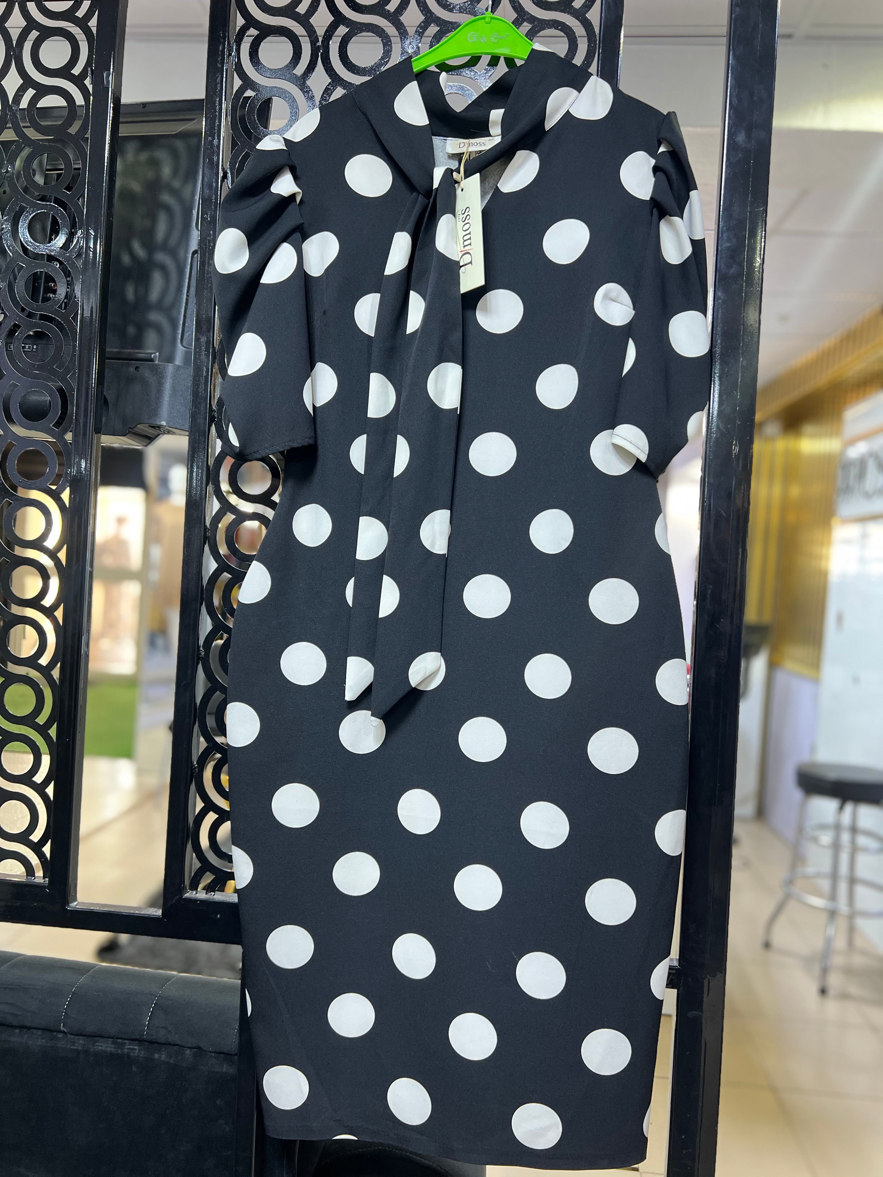 Classic Polka-Dot Bow Dress (Black and White Polka-Dot Dress)