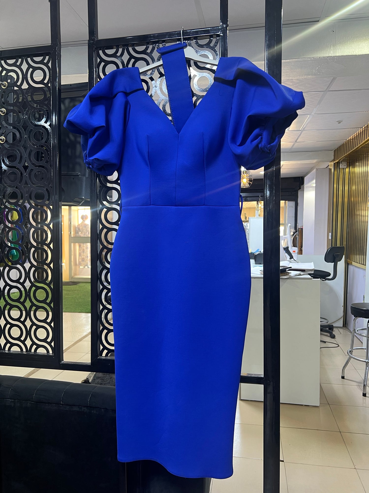 MIDI Dress with Puff Sleeve