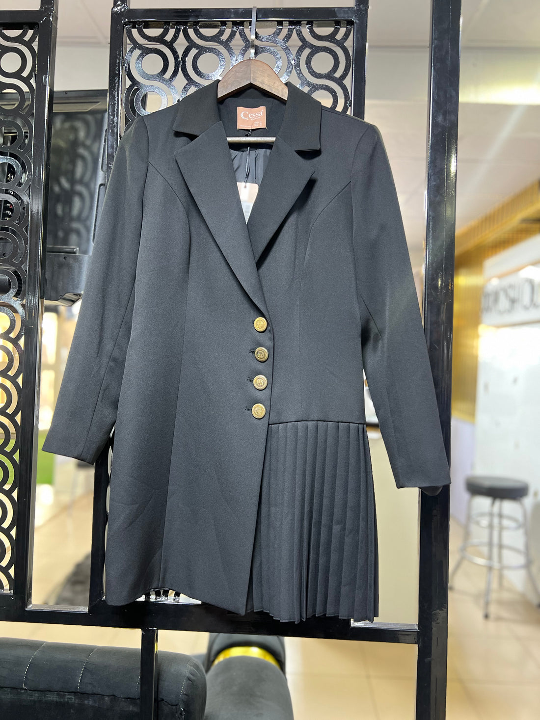 Pleated Blazer Dress (Black Blazer with Pleats)