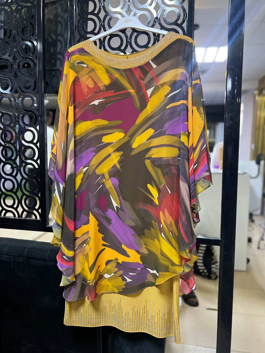 Abstract Midi Kaftan Dress