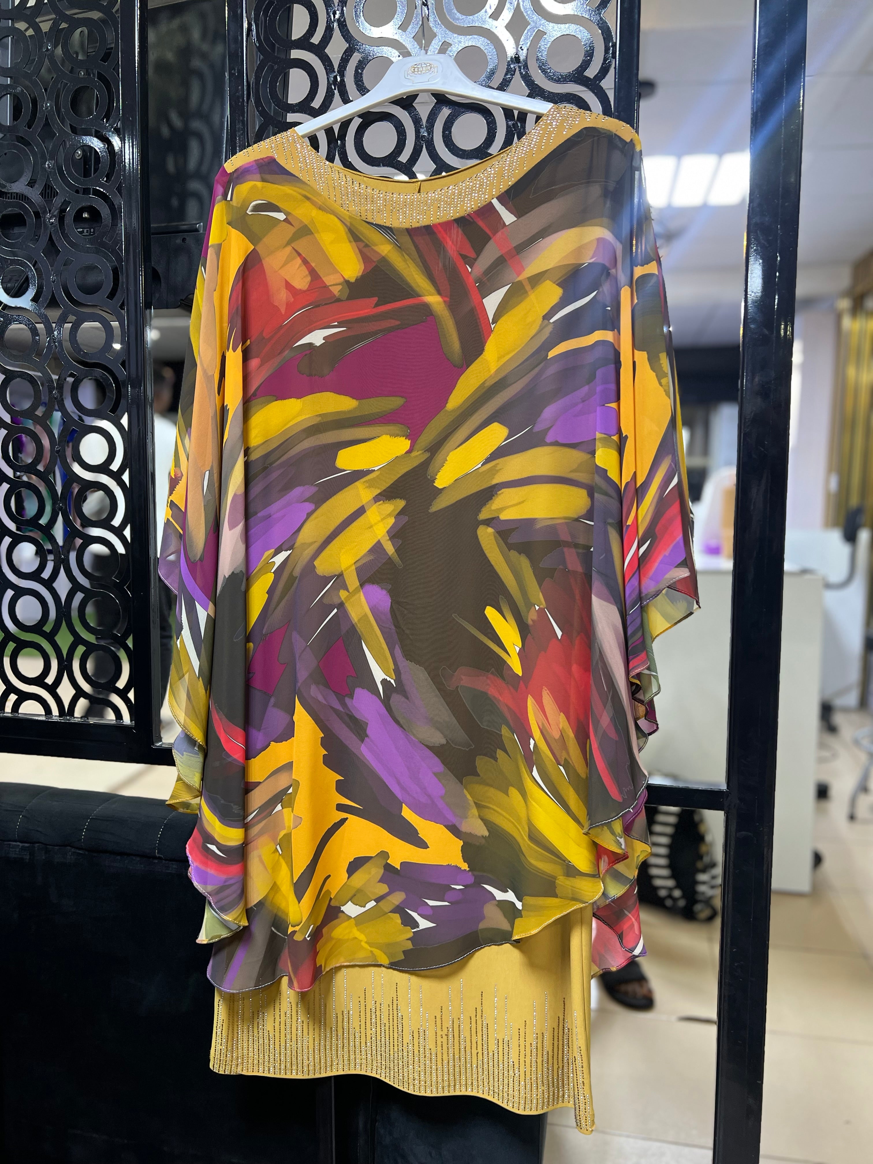 Abstract Midi Kaftan Dress