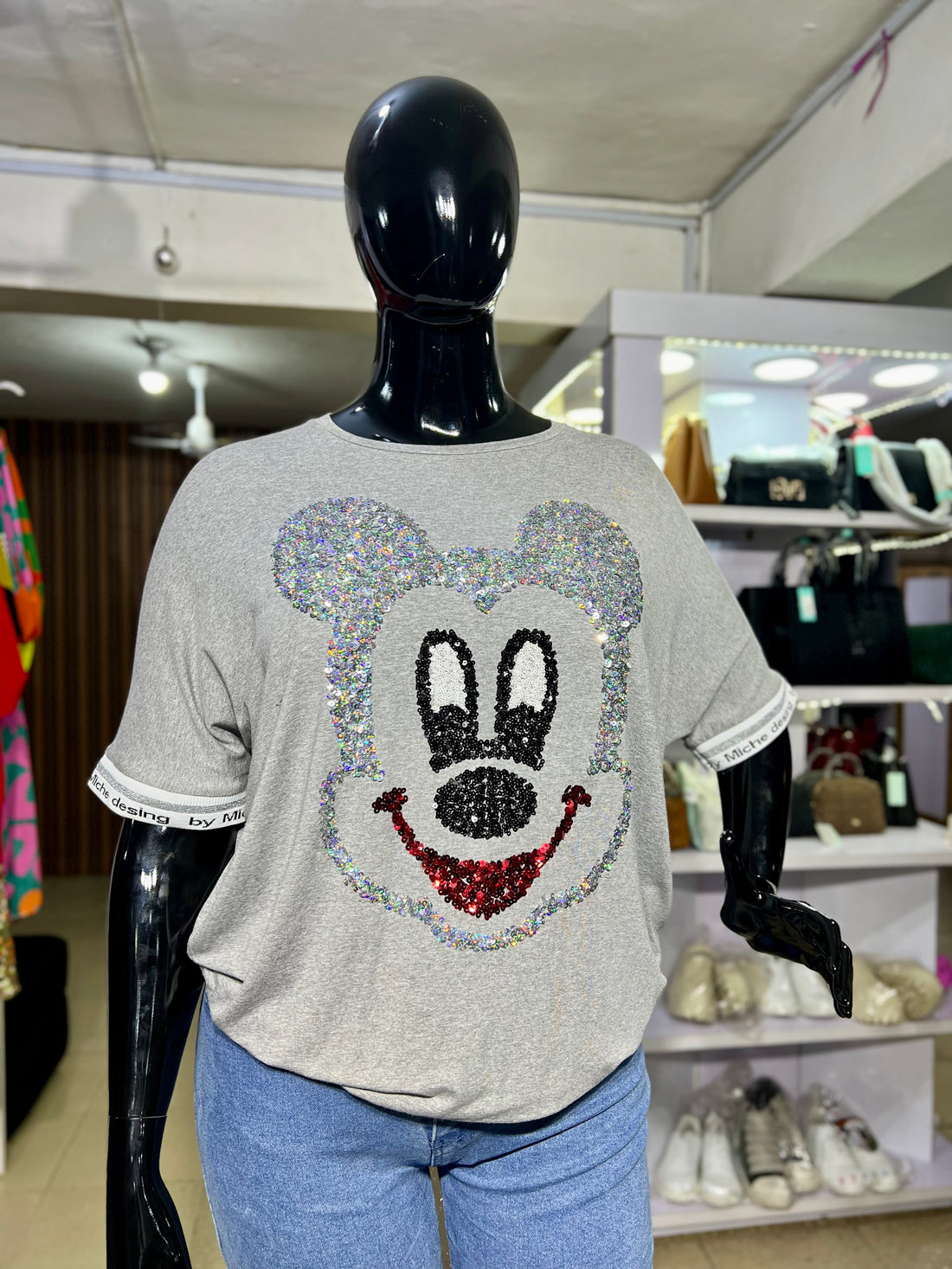 Oversized Glittery Mickey Top