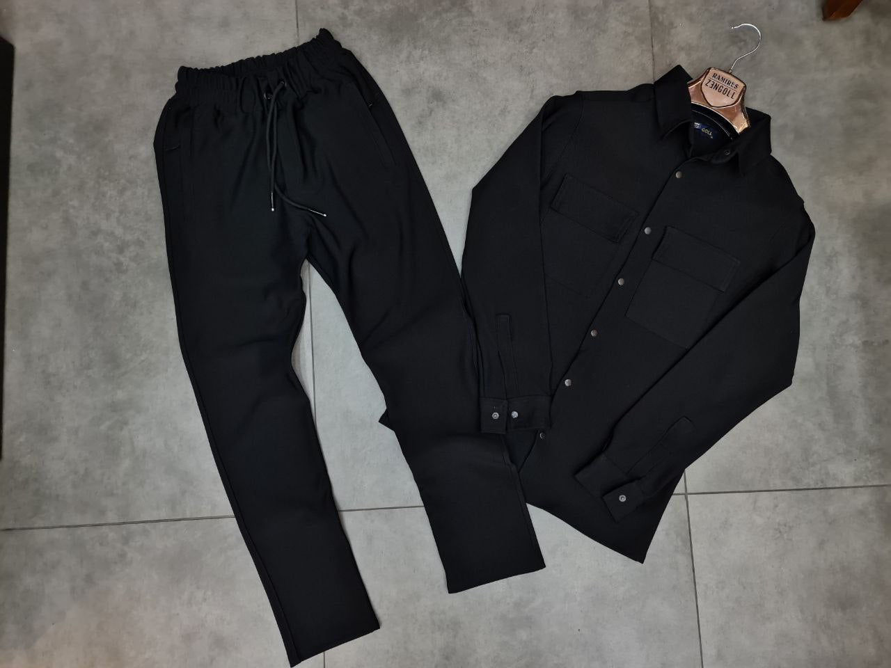 Men Long Sleeve  Buttoned Down Shirt with Pant