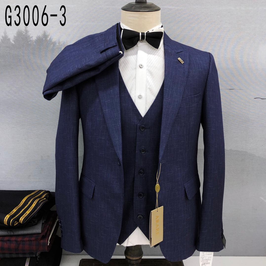 Men Classic Slim-fit 1-Buttoned Check Suit - G3006-3