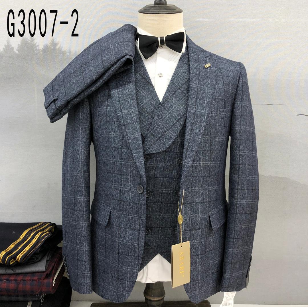 Men Classic Slim-fit 1-Buttoned Check Suit - G3007-2