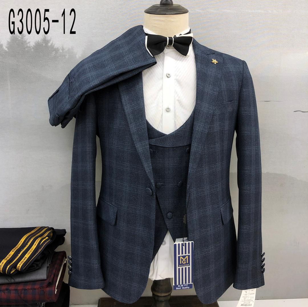 Men Classic Slim-fit 1-Buttoned Check Suit - G3005 -12