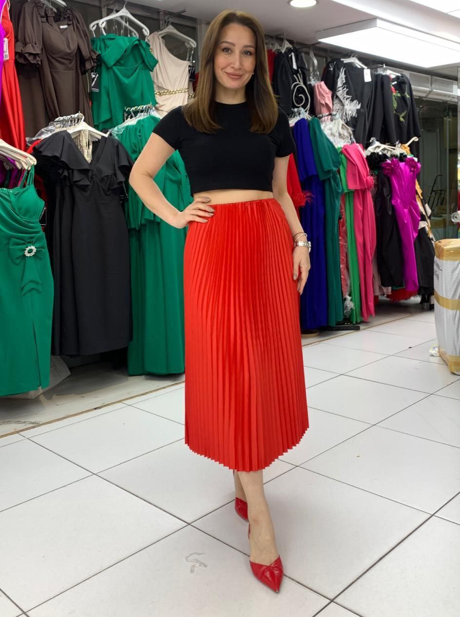 Silk Midi Pleated Skirt