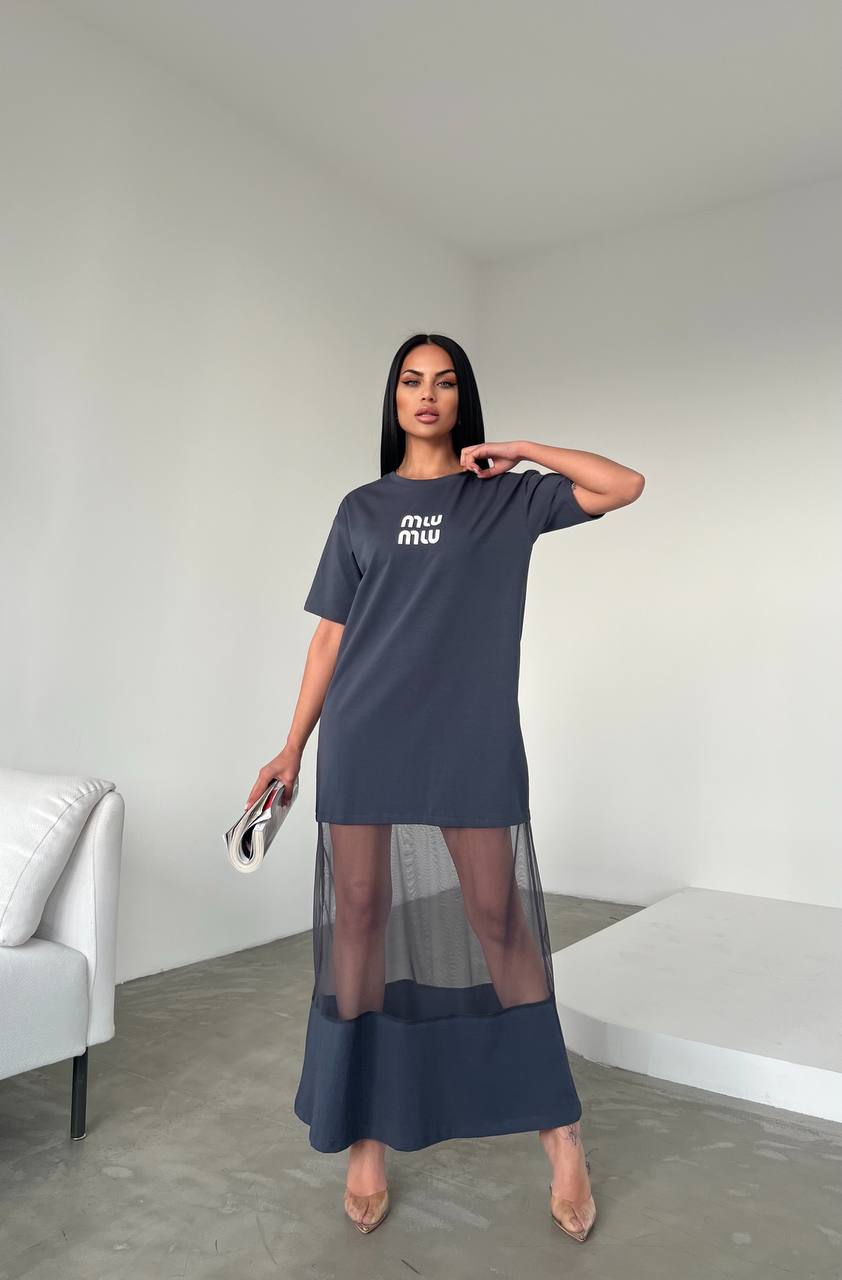 Celeb Inspired Midi T-shirt Dress with Lace Insert