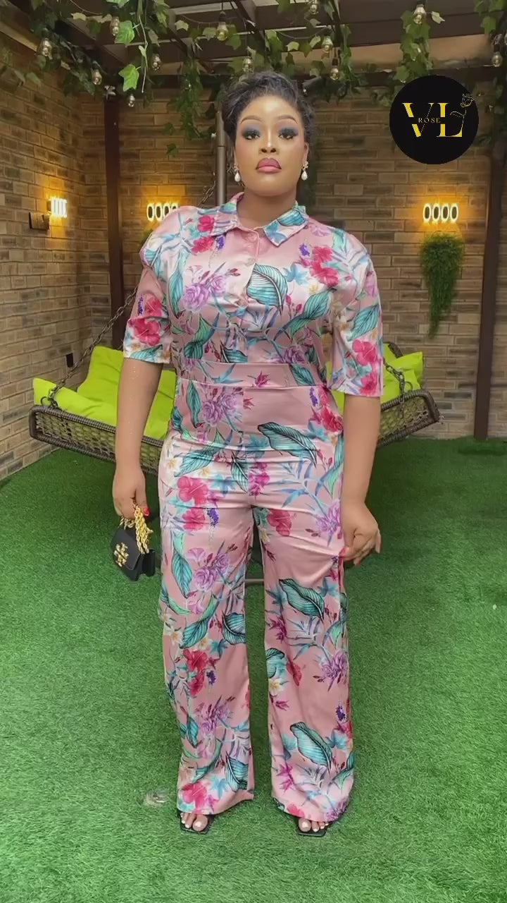 Ladies Floral Pattern Jumpsuit