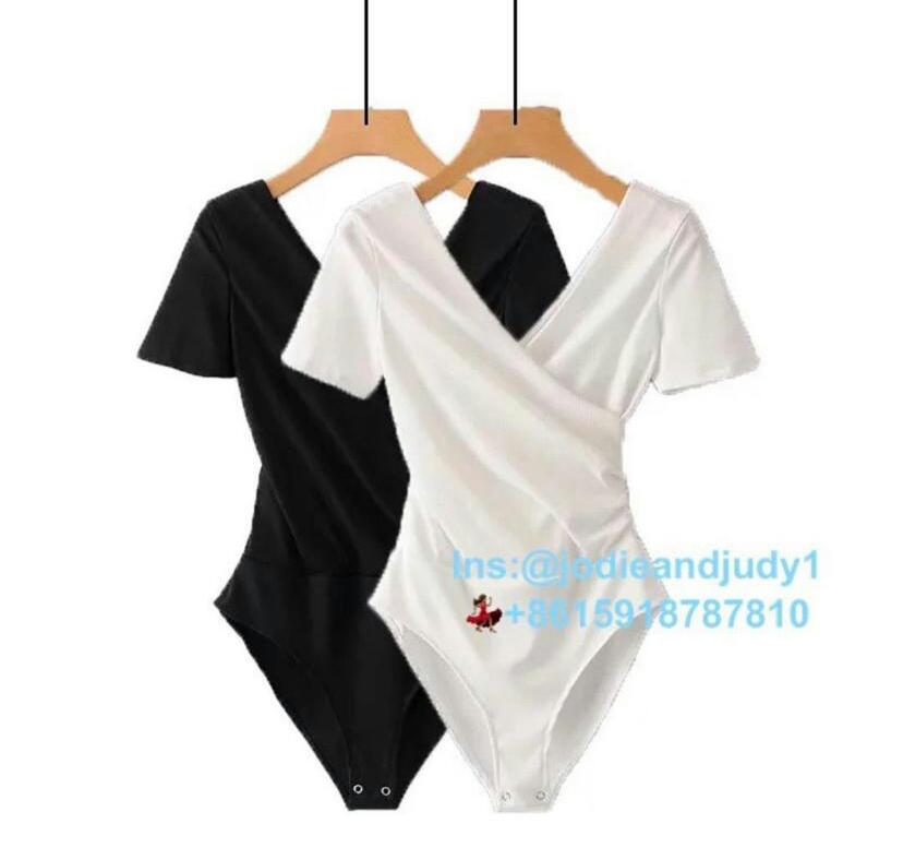 High Quality Overlapping Short  Sleeve Body Suit