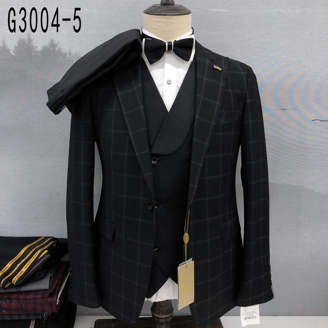 Men Classic Slim-fit 1-Buttoned Check Suit - G3004