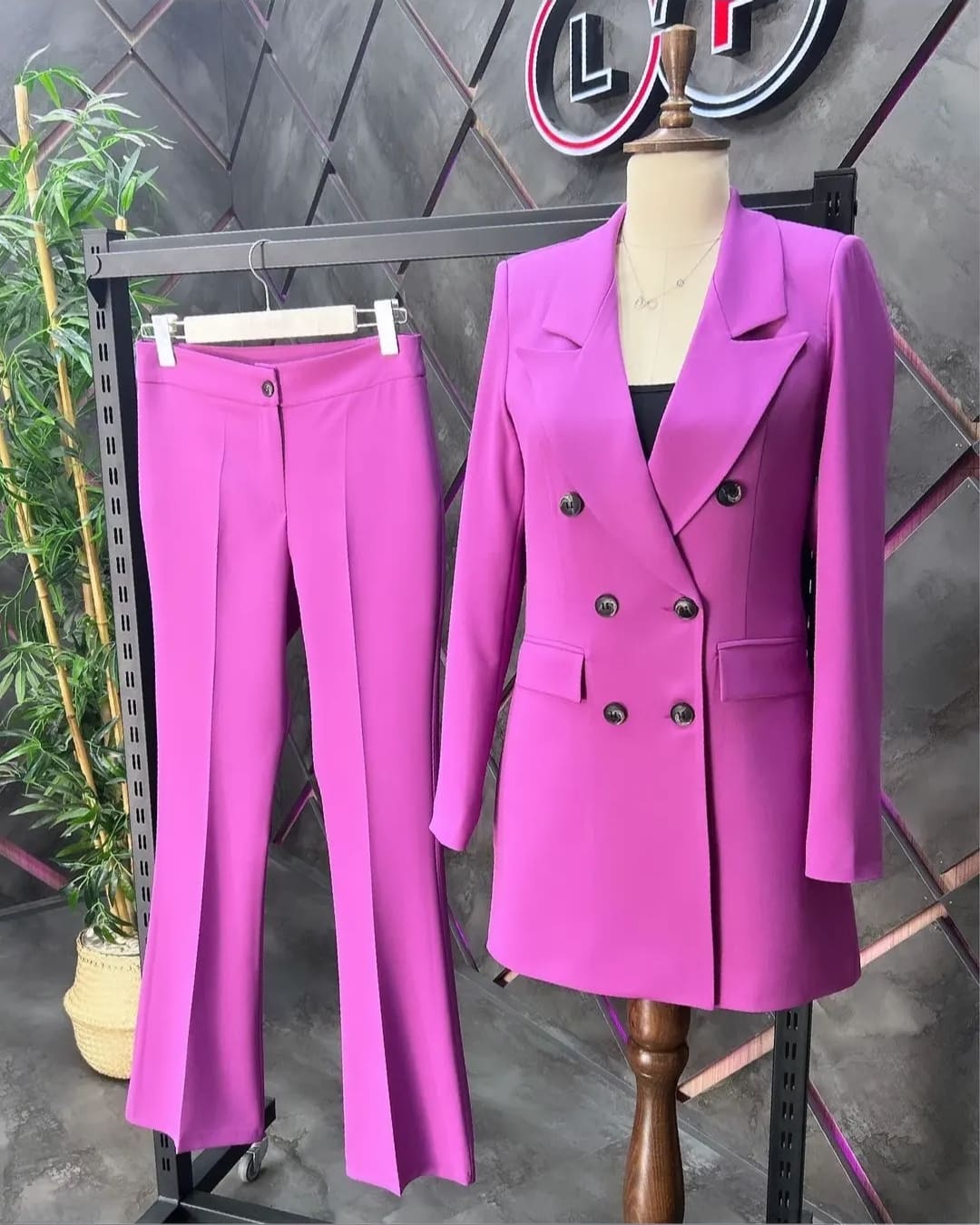 Ladies Double Breasted Blazer  with Palazzo Trouser set