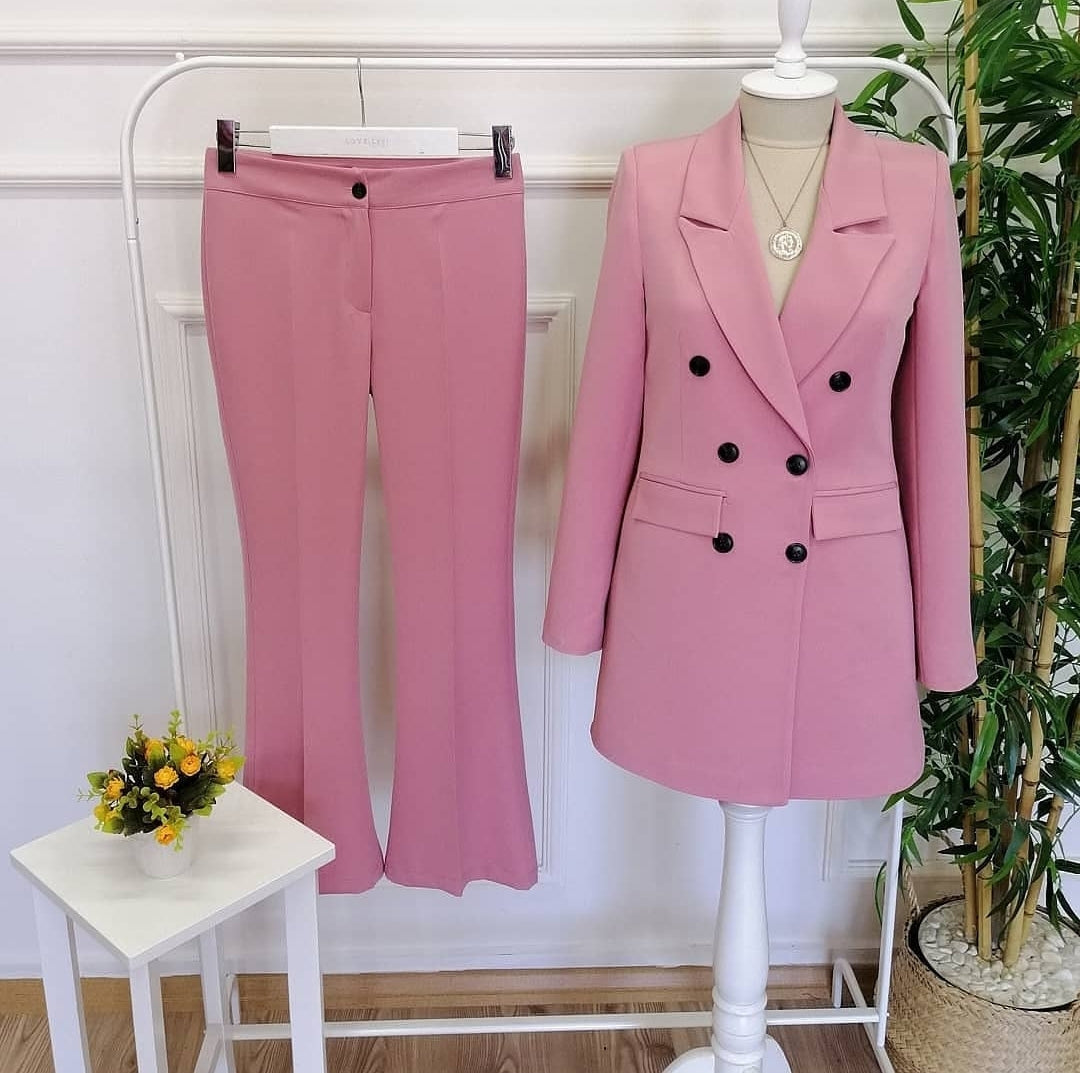 Ladies Double Breasted Blazer  with Palazzo Trouser set